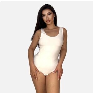 White Shapewear Bodysuit with Scoop Neckline